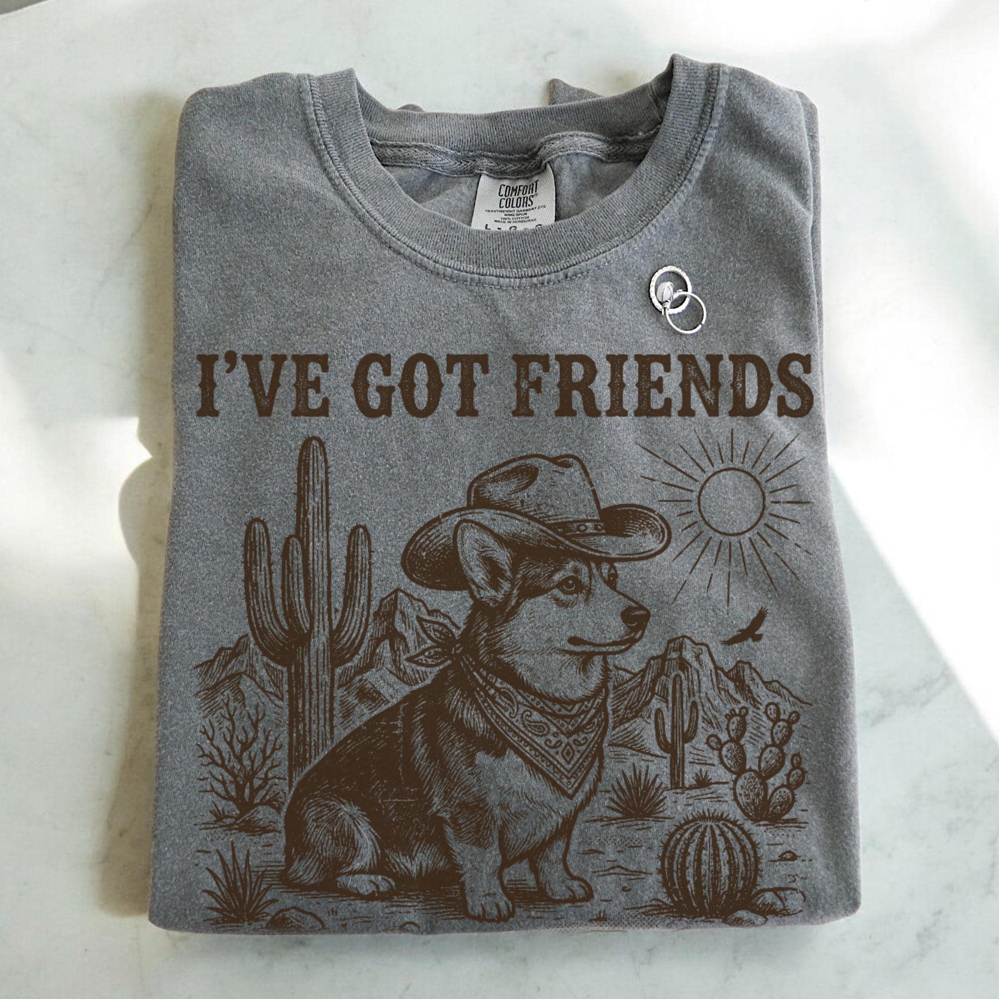 Friends in Low Places Dachshund Dog T-shirt, Comfort Colors Western Illustration Tee, Funny Cactus Country Cowboy Womens Top