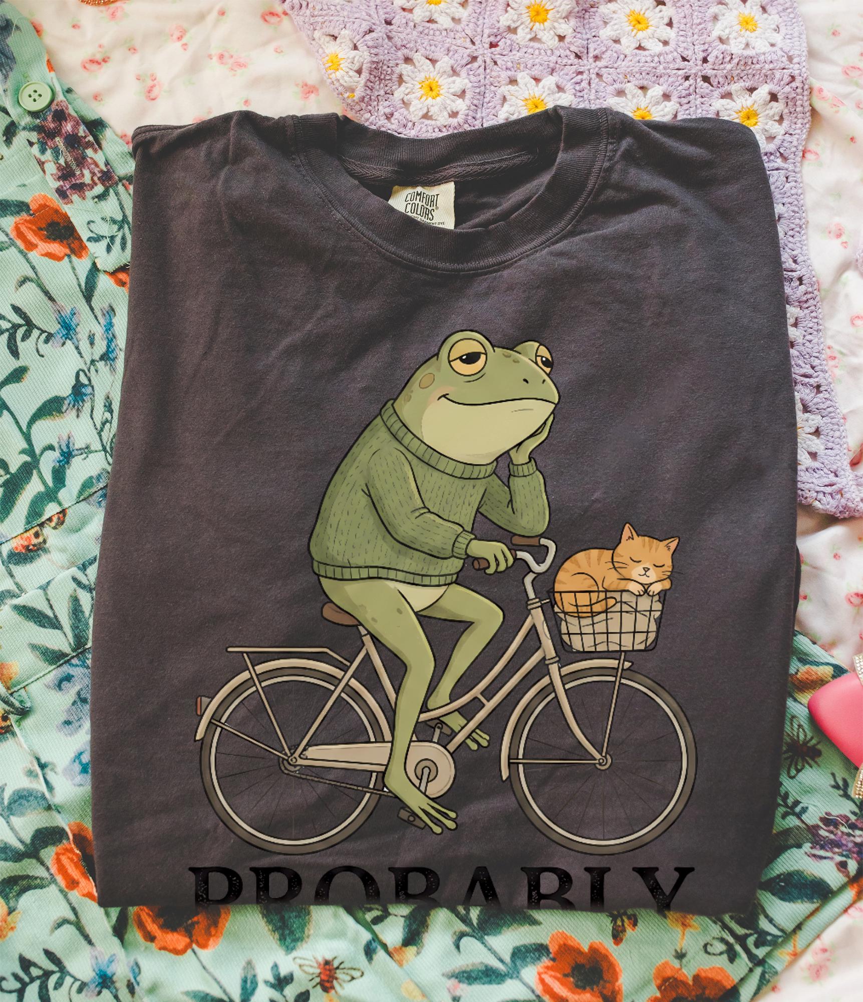 Probably Overthinking Frog T-shirt, Comfort Colors Cottagecore Graphic Tee, Funny Nature Animal Womens Top
