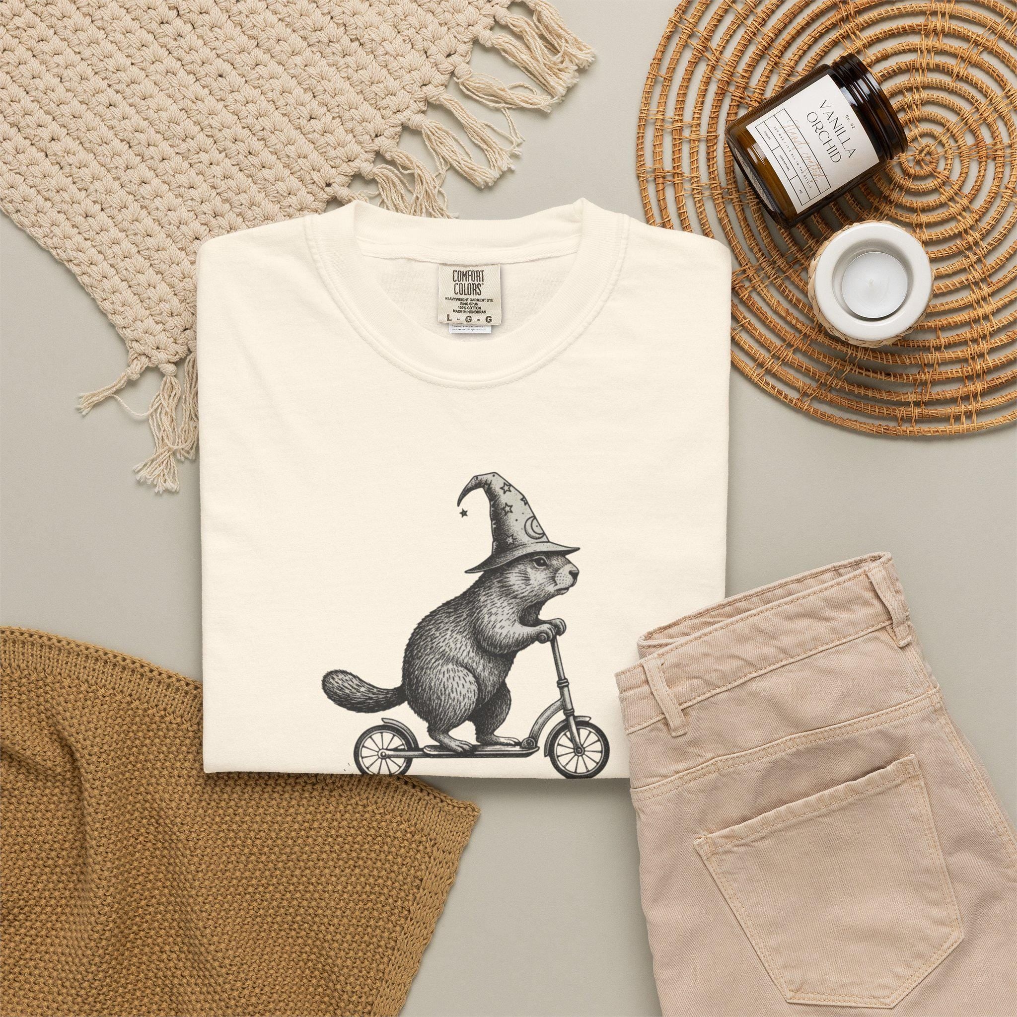 Off to Cause a Kerfuffle Otter Wizard T-shirt, Funny Comfort Colors Graphic Tee, Silly Animal Womens Top