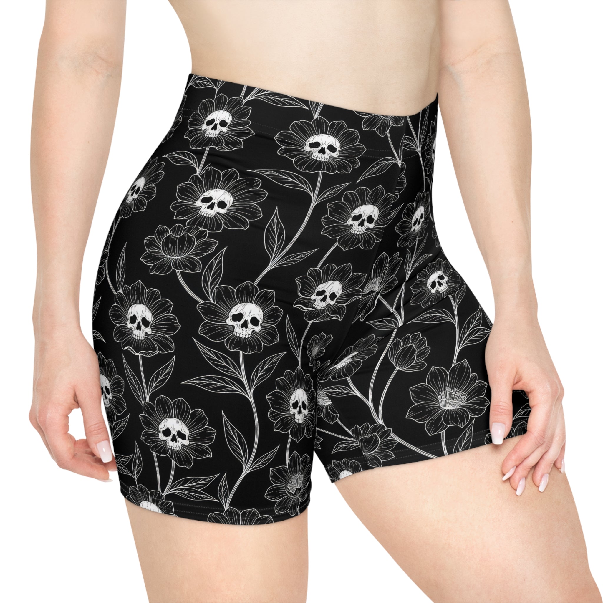 Skullflower Meadow Biker Shorts