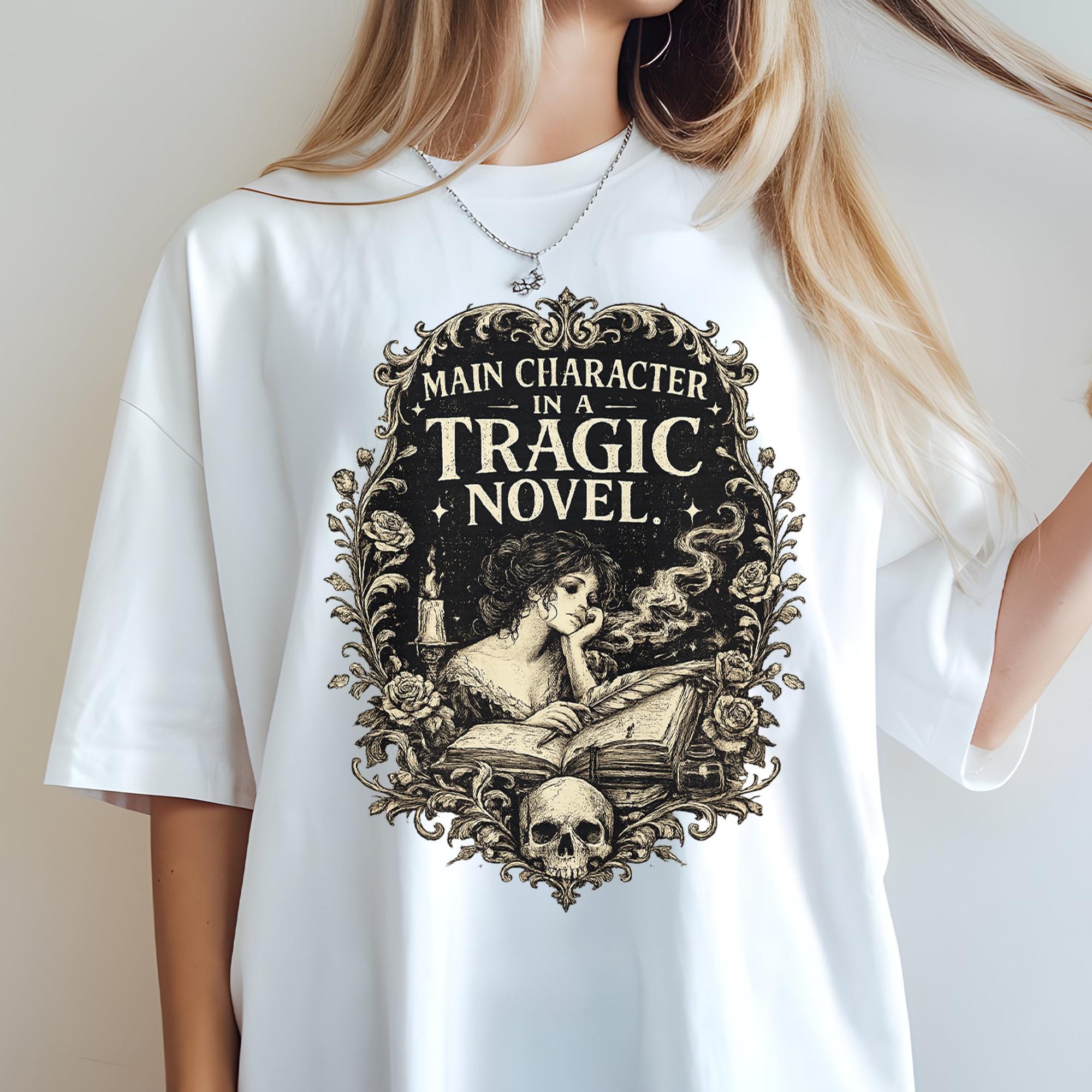 Main Character of a Tragic Novel T-shirt, Comfort Colors Cottagecore Graphic Tee, Gothic Funny Reading Bookish Lover Womens Top