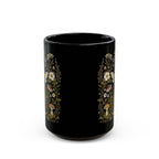 Whimsical Moth Wildflower Black Ceramic Mug