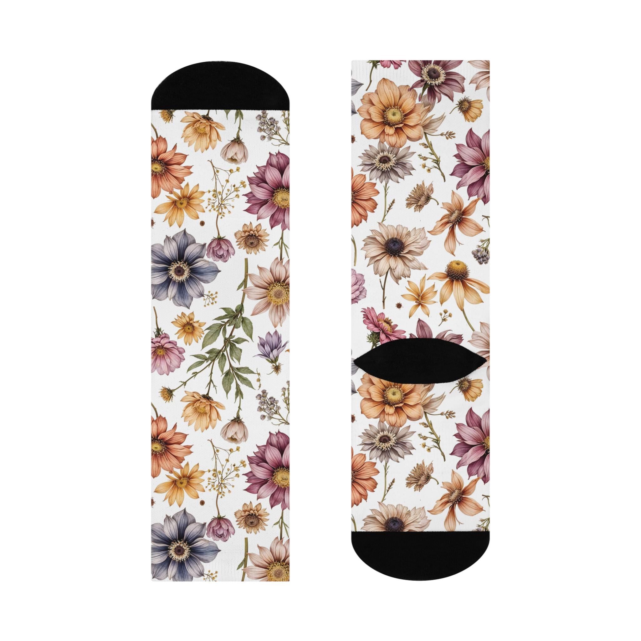 Dried Flower Socks, Wildflower Cottagecore Witchy Socks, Herbology Magic Fashion, Indie Nature Womens Adults Unisex Socks