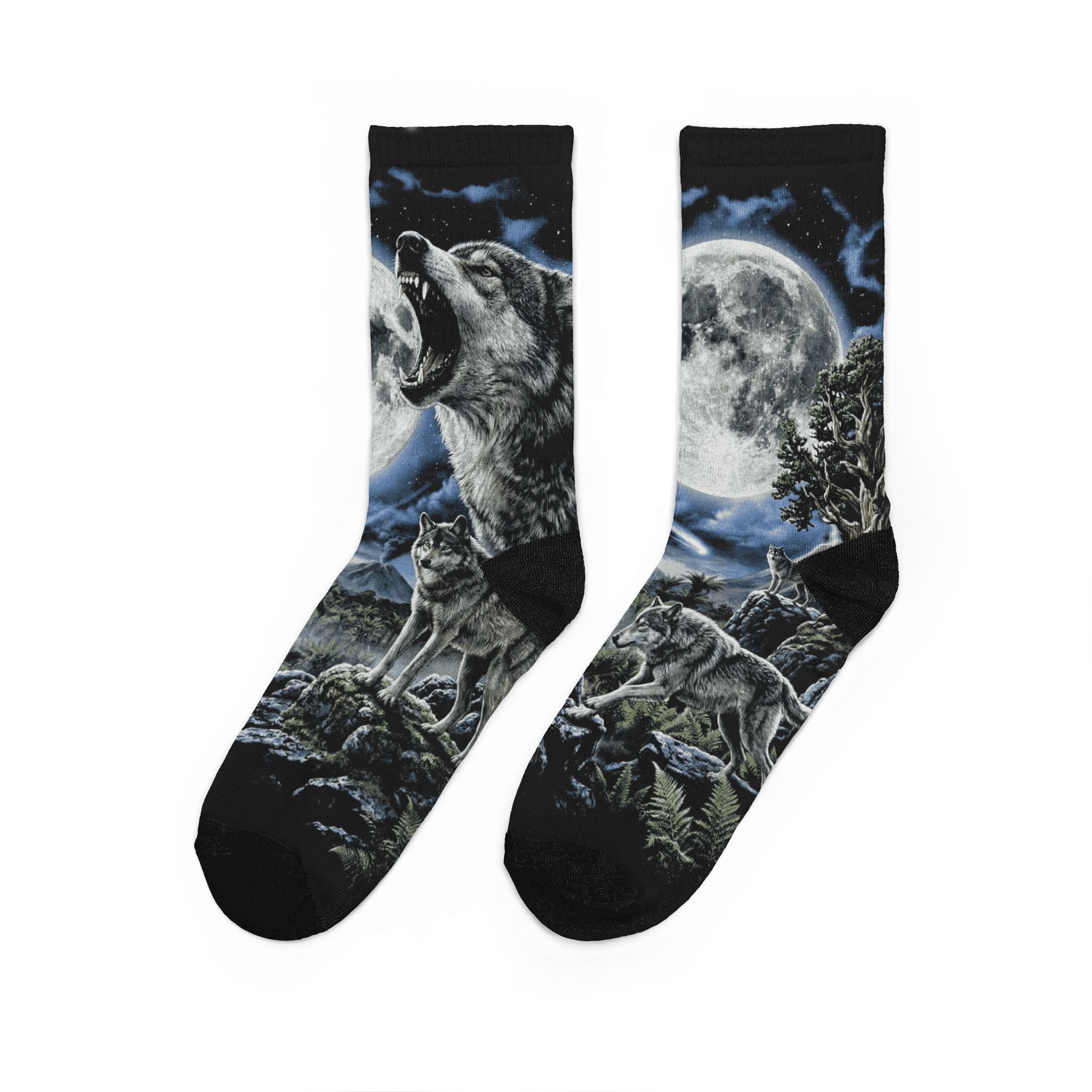 Howling Wolf Moon Graphic Socks