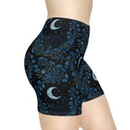 Moonlit Cat & Wildflowers Biker Shorts