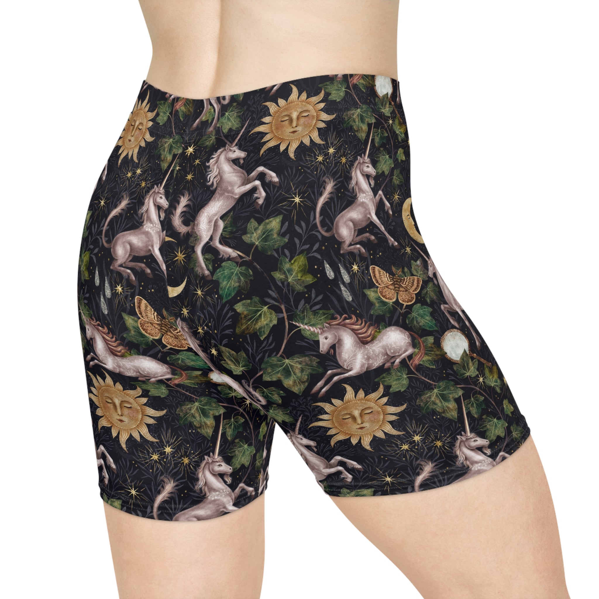 Botanical Unicorn Biker Shorts