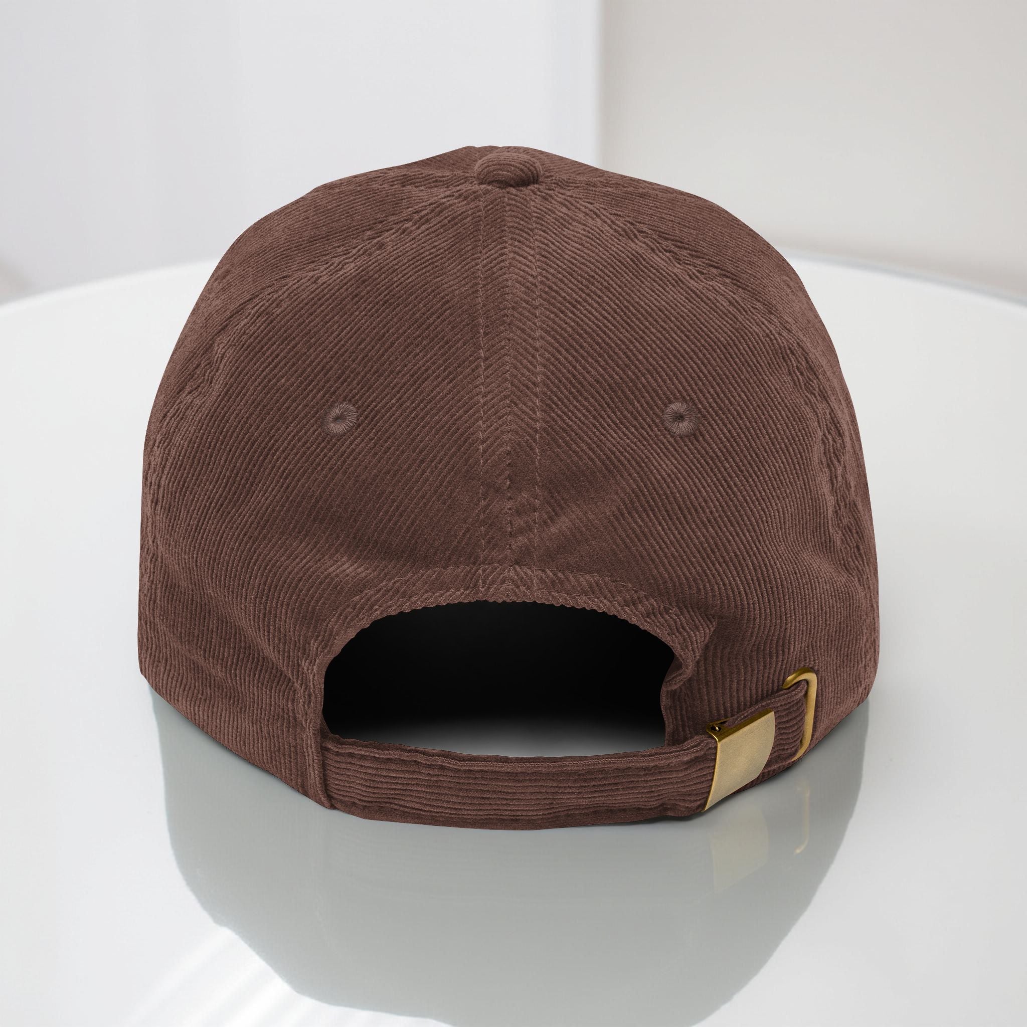 Orange Chunky Cat Embroidered Corduroy Hat