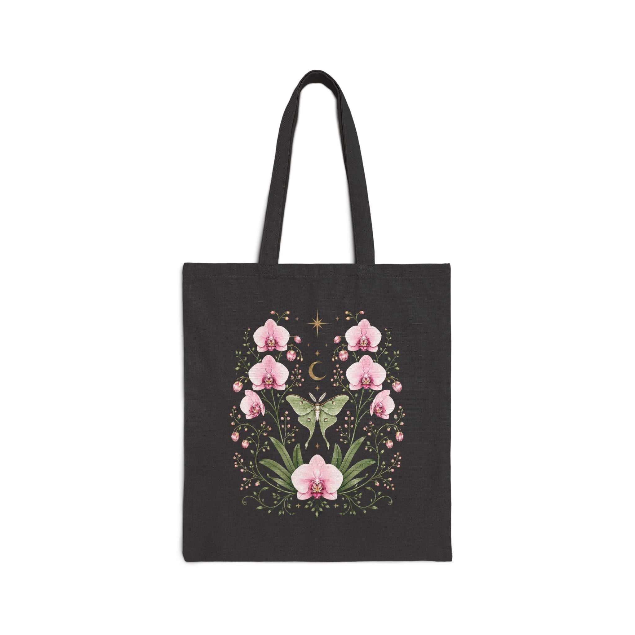Moonlit Pink Orchid Flower Tote Bag