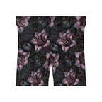 Pink Lily Floral Noir Biker Shorts