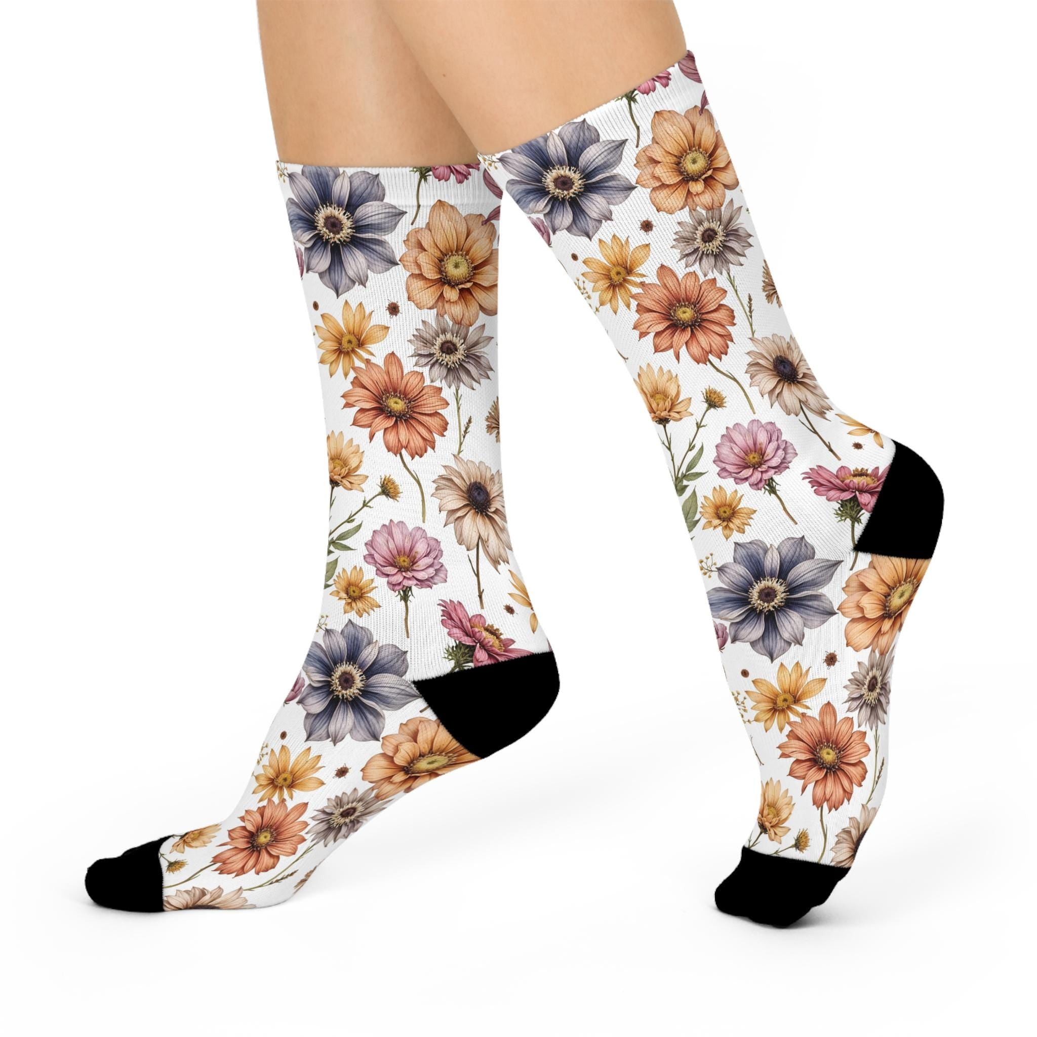Dried Flower Socks, Wildflower Cottagecore Witchy Socks, Herbology Magic Fashion, Indie Nature Womens Adults Unisex Socks