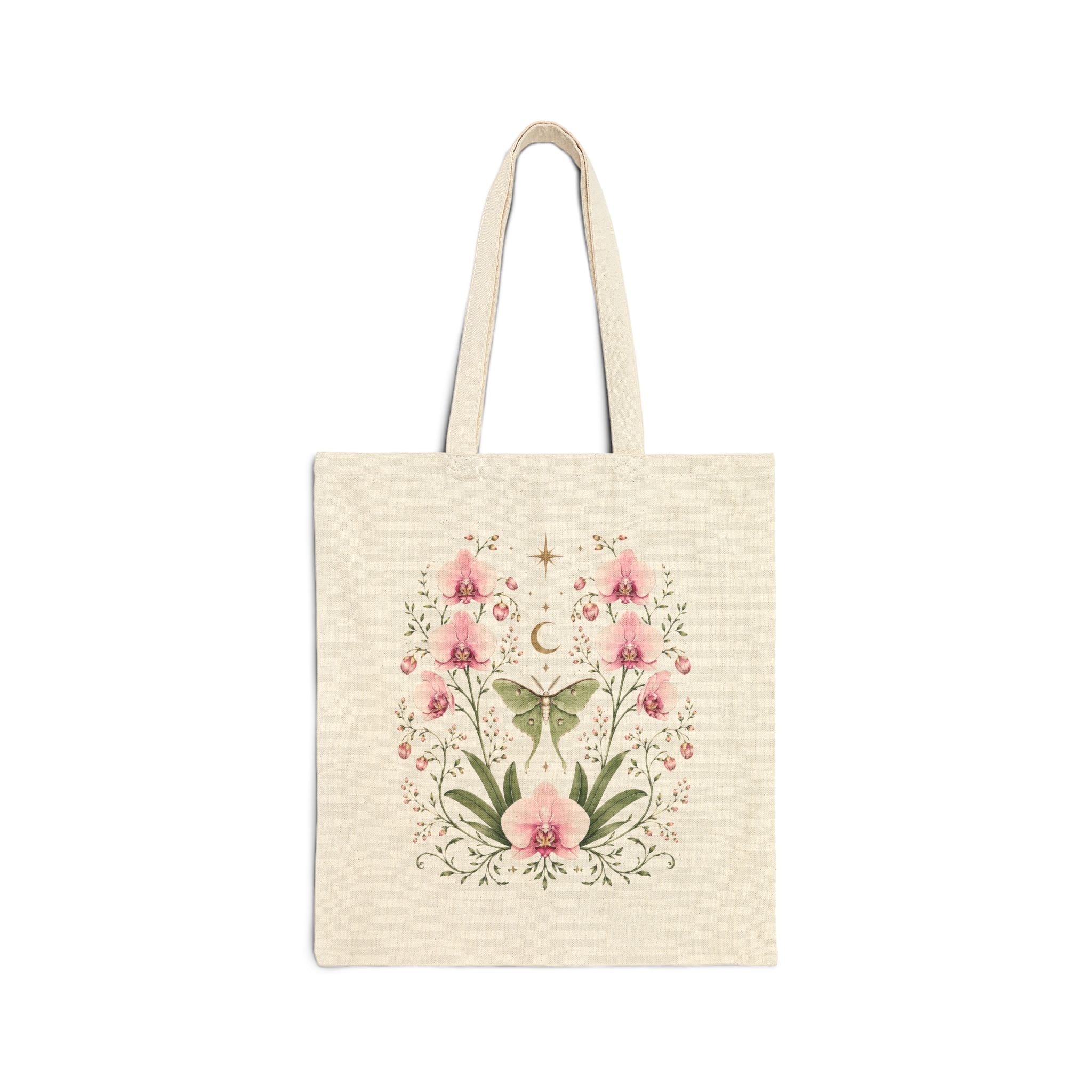 Moonlit Pink Orchid Flower Tote Bag