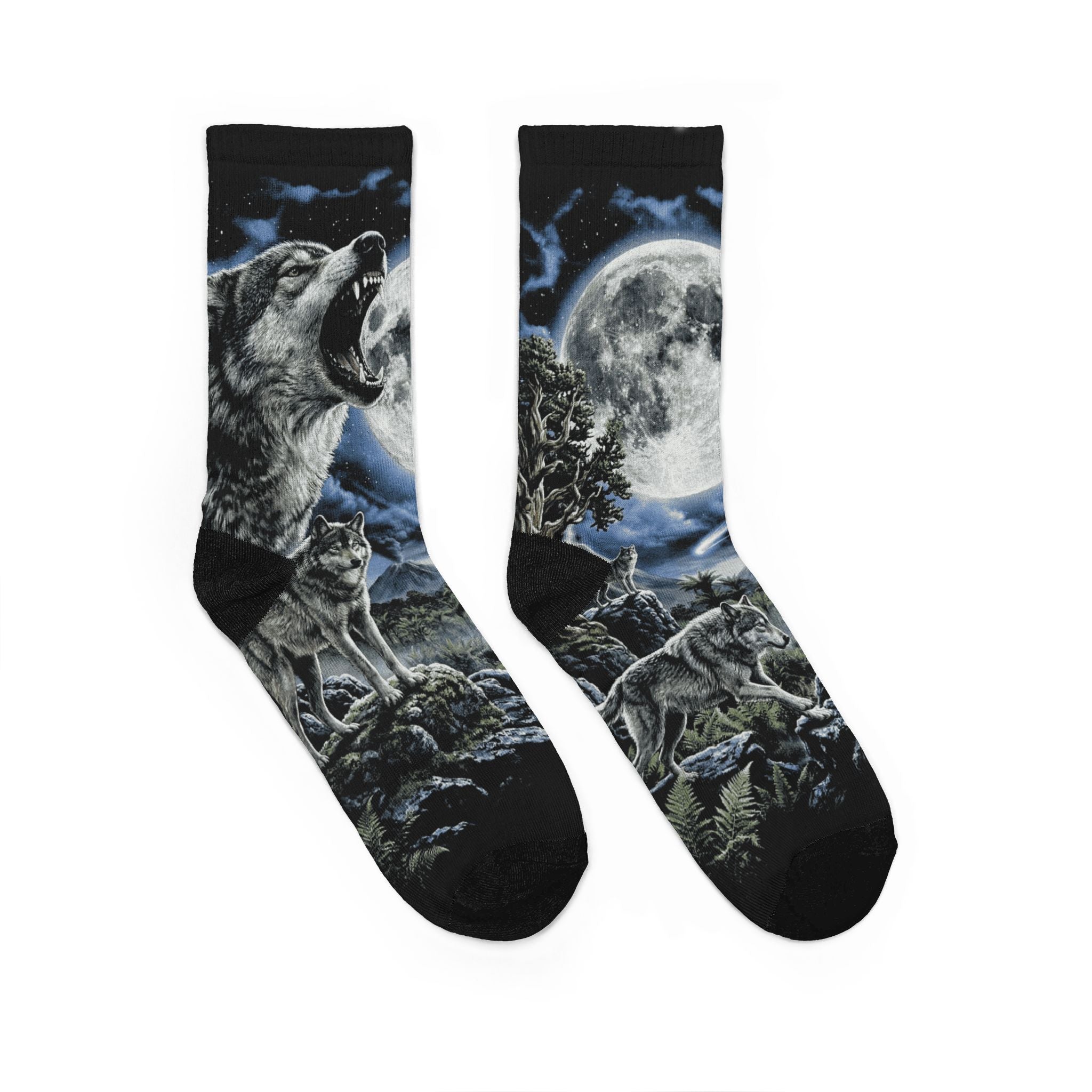 Howling Wolf Moon Graphic Socks