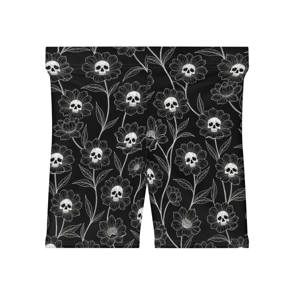Skullflower Meadow Biker Shorts
