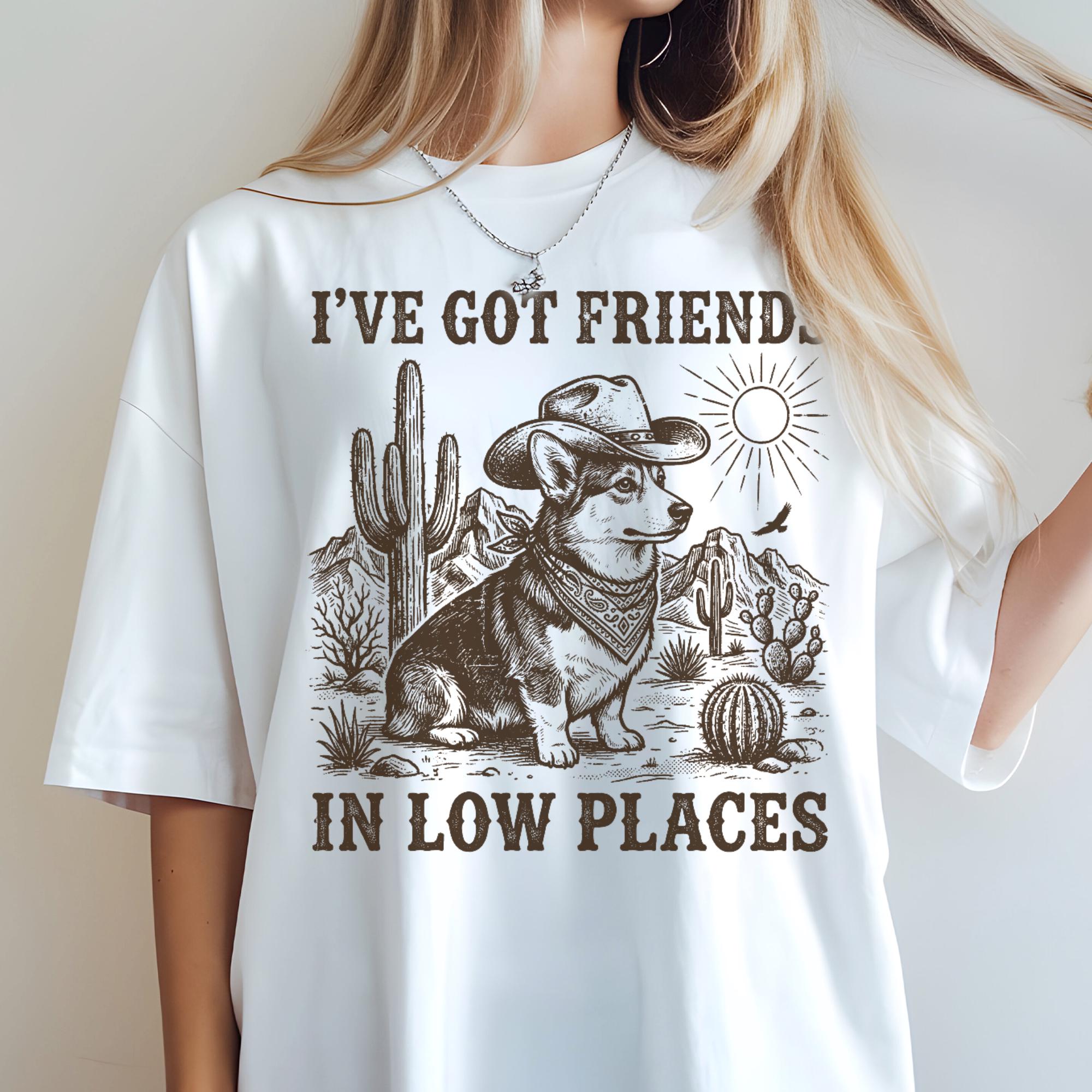 Friends in Low Places Dachshund Dog T-shirt, Comfort Colors Western Illustration Tee, Funny Cactus Country Cowboy Womens Top