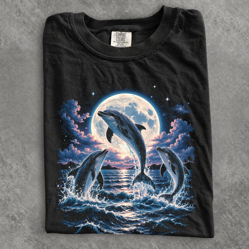 Moonlit Dolphin Comfort Colors T-Shirt