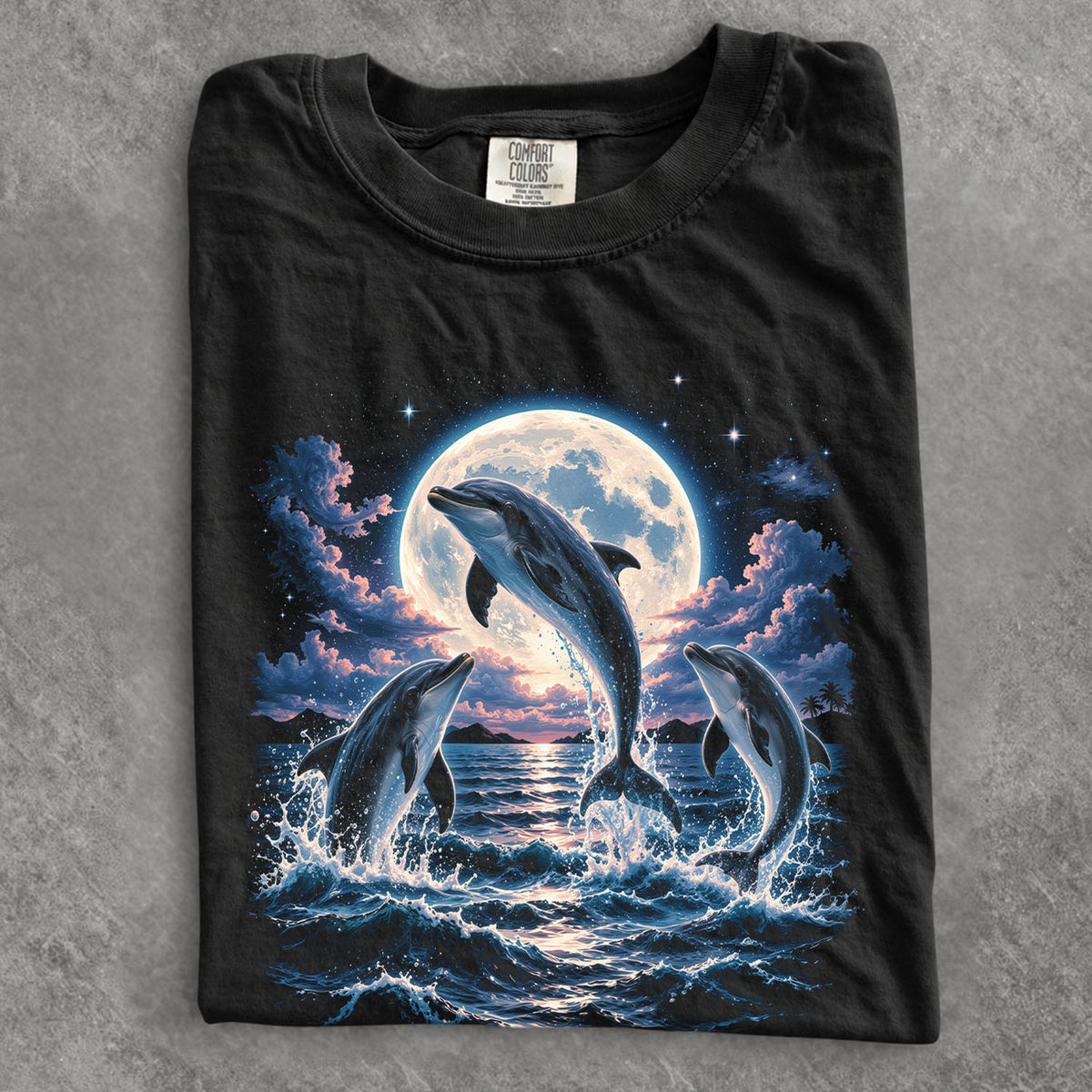 Moonlit Dolphin Comfort Colors T-Shirt