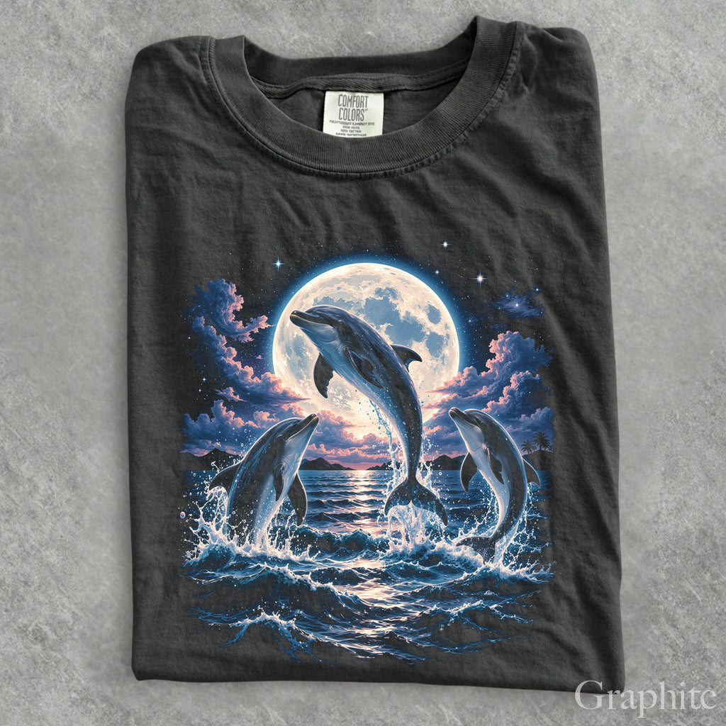 Moonlit Dolphin Comfort Colors T-Shirt