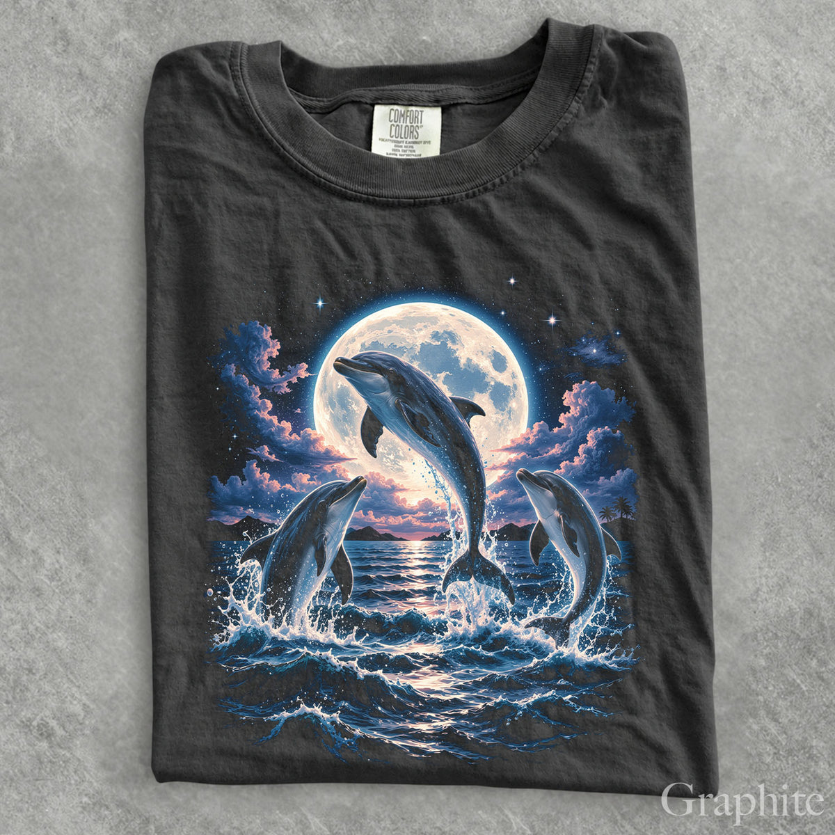 Moonlit Dolphin Comfort Colors T-Shirt