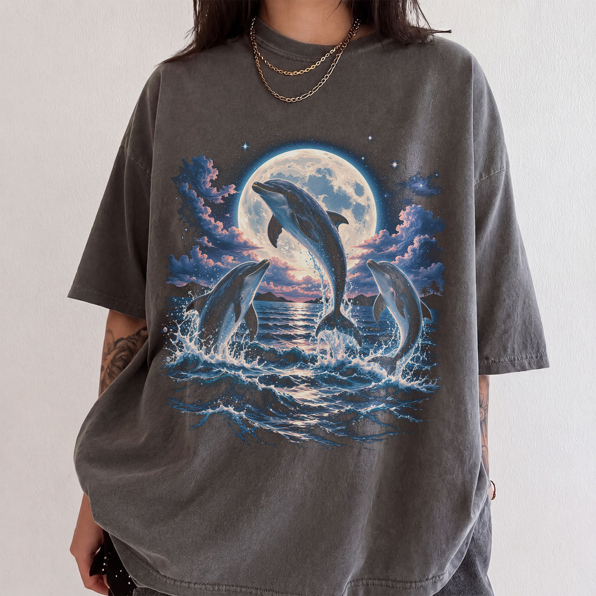 Moonlit Dolphin Comfort Colors T-Shirt