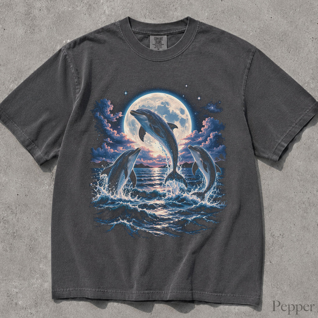 Moonlit Dolphin Comfort Colors T-Shirt