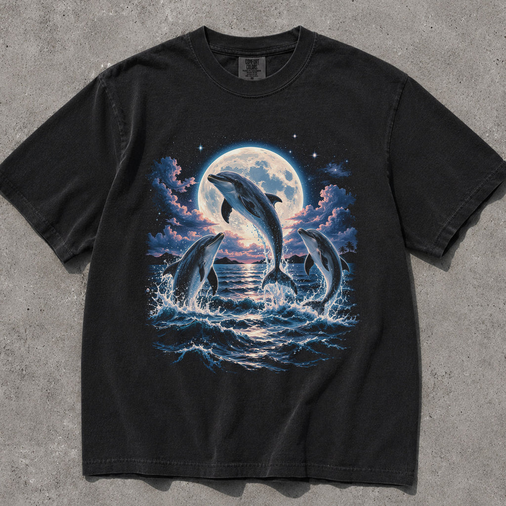 Moonlit Dolphin Comfort Colors T-Shirt