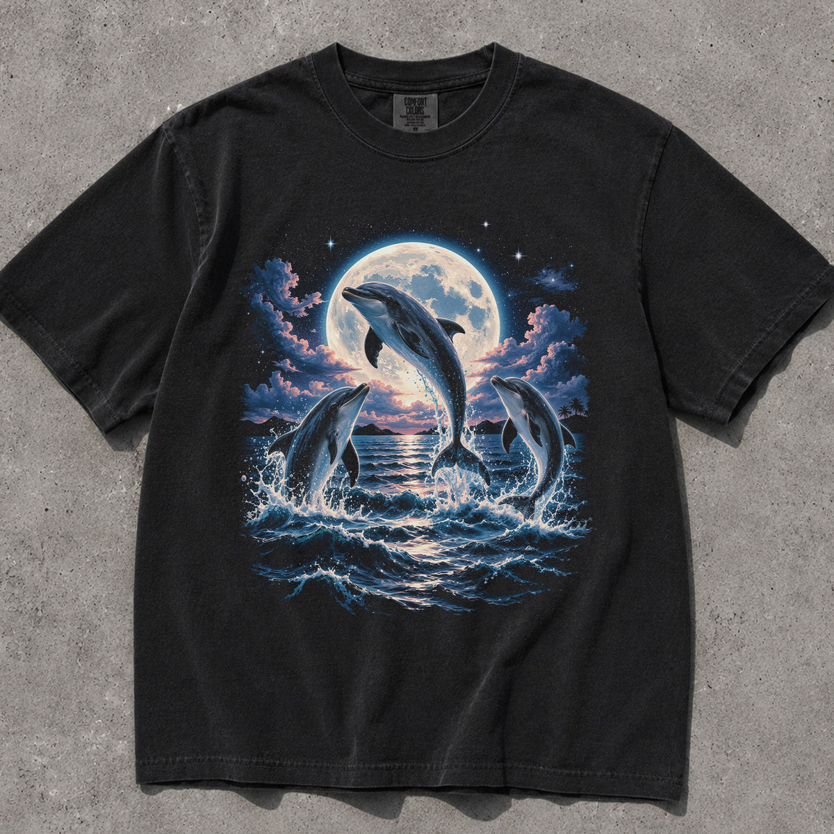 Moonlit Dolphin Comfort Colors T-Shirt