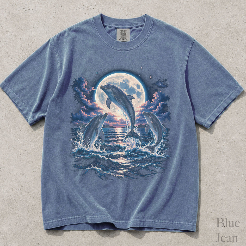 Moonlit Dolphin Comfort Colors T-Shirt