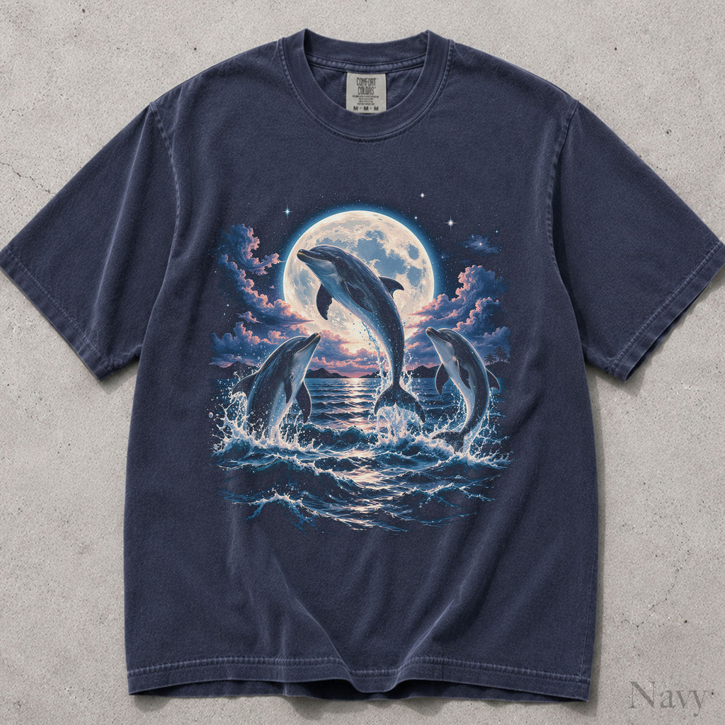 Moonlit Dolphin Comfort Colors T-Shirt