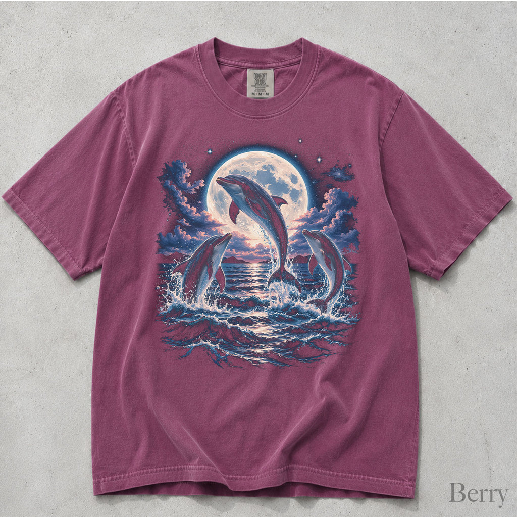 Moonlit Dolphin Comfort Colors T-Shirt
