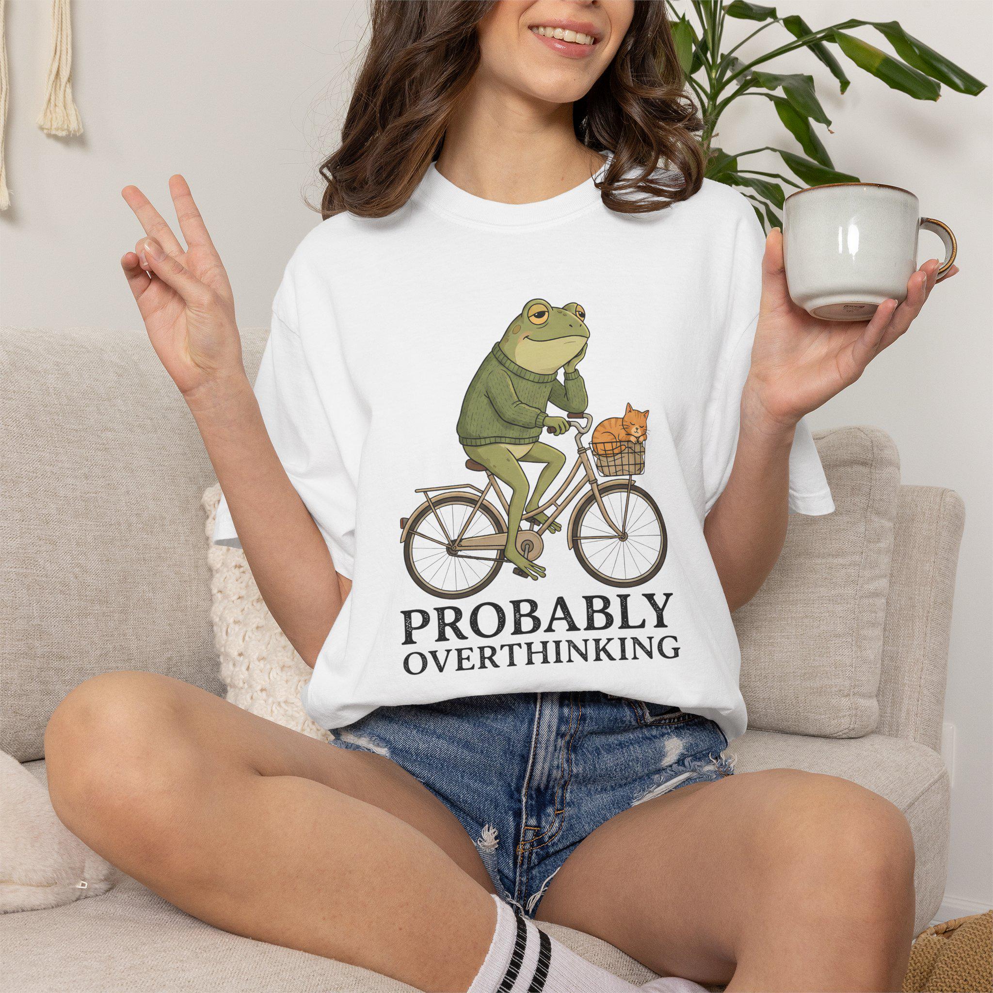 Probably Overthinking Frog T-shirt, Comfort Colors Cottagecore Graphic Tee, Funny Nature Animal Womens Top
