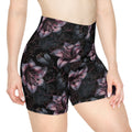 Pink Lily Floral Noir Biker Shorts