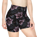 Pink Lily Floral Noir Biker Shorts