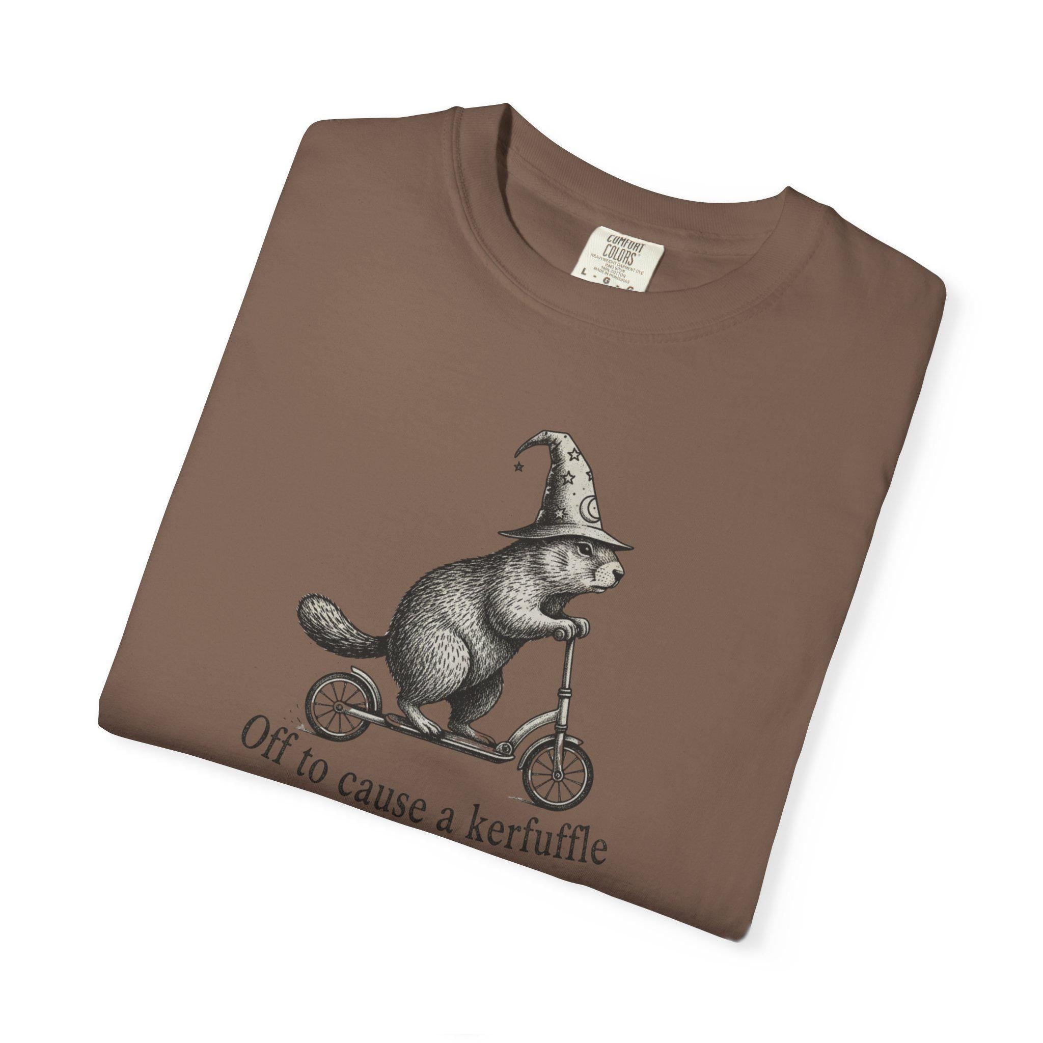 Off to Cause a Kerfuffle Otter Wizard T-shirt, Funny Comfort Colors Graphic Tee, Silly Animal Womens Top