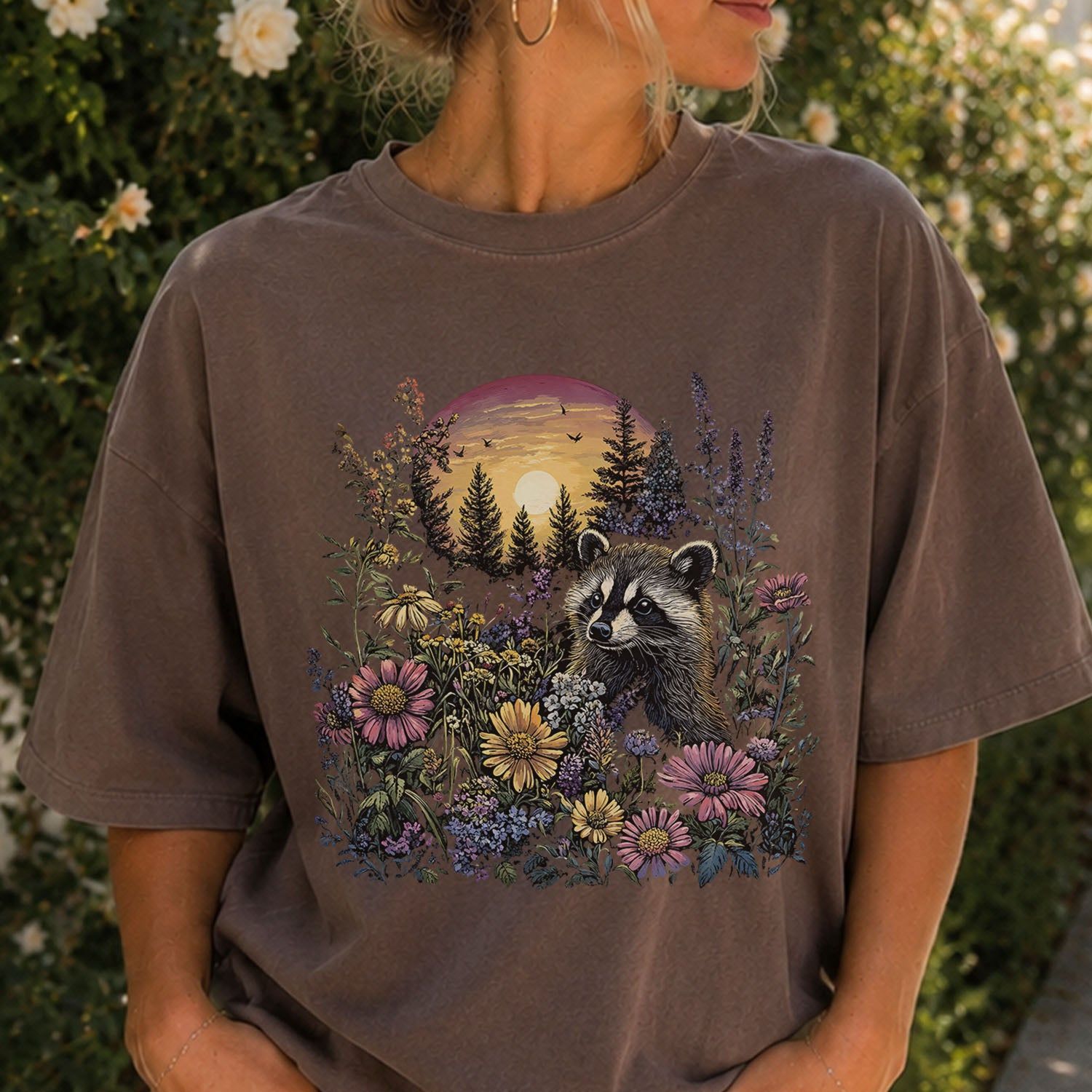 Raccoon Wildflower T-shirt