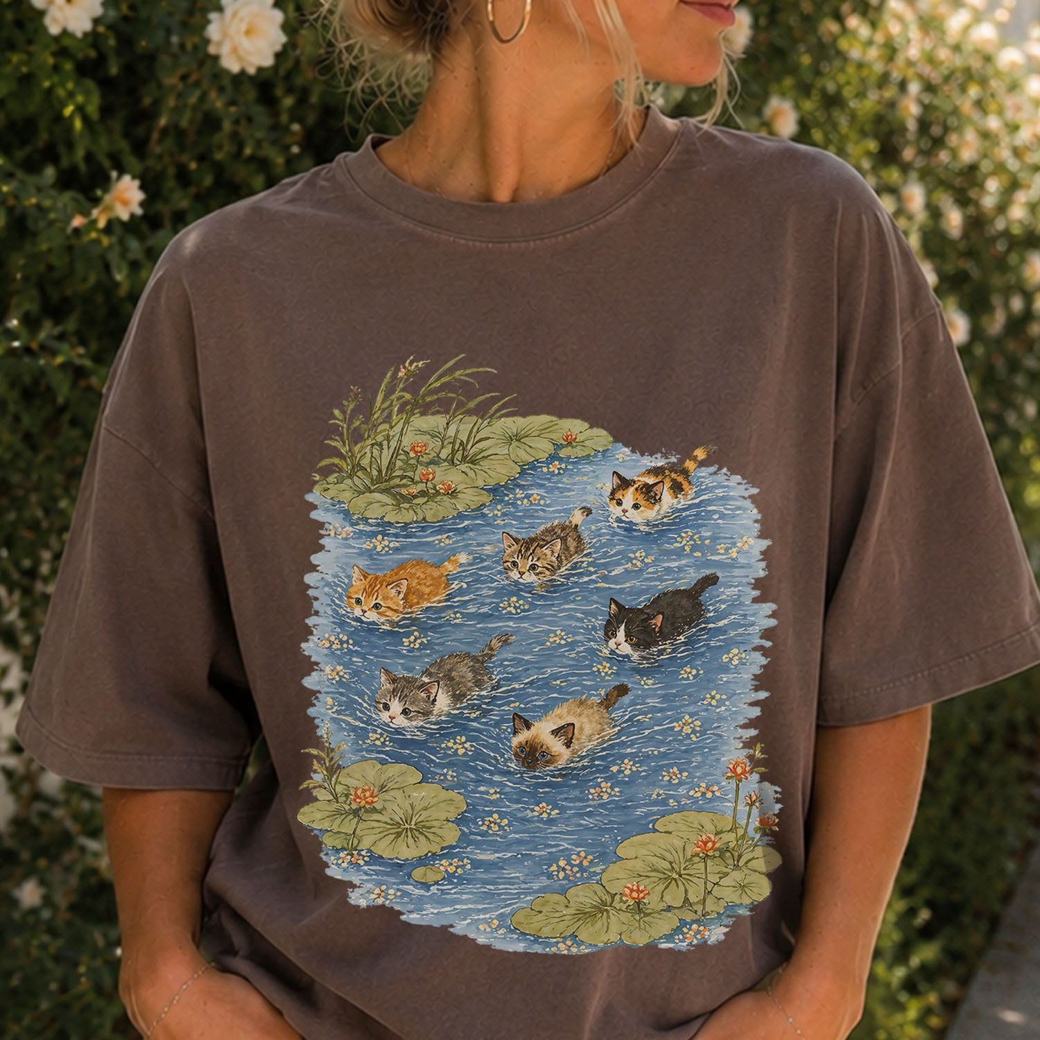 Swimming Cats in Pond T-Shirt