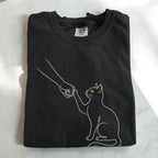 Cat Fist Bump Line Graphic T-Shirt - Charmed and Wyld
