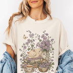 Sleeping Cat Purple Wildflower T-Shirt