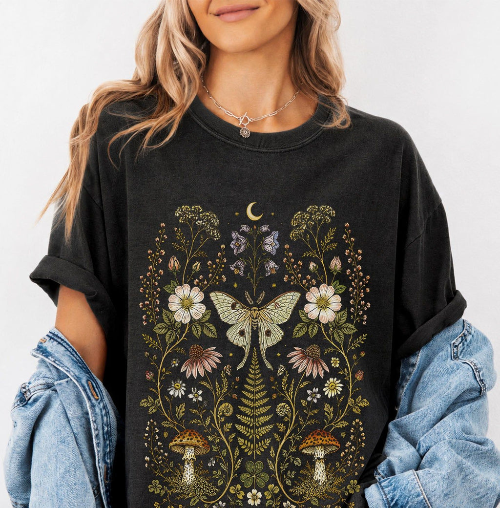 Whimsical Moth Wildflower T-Shirt