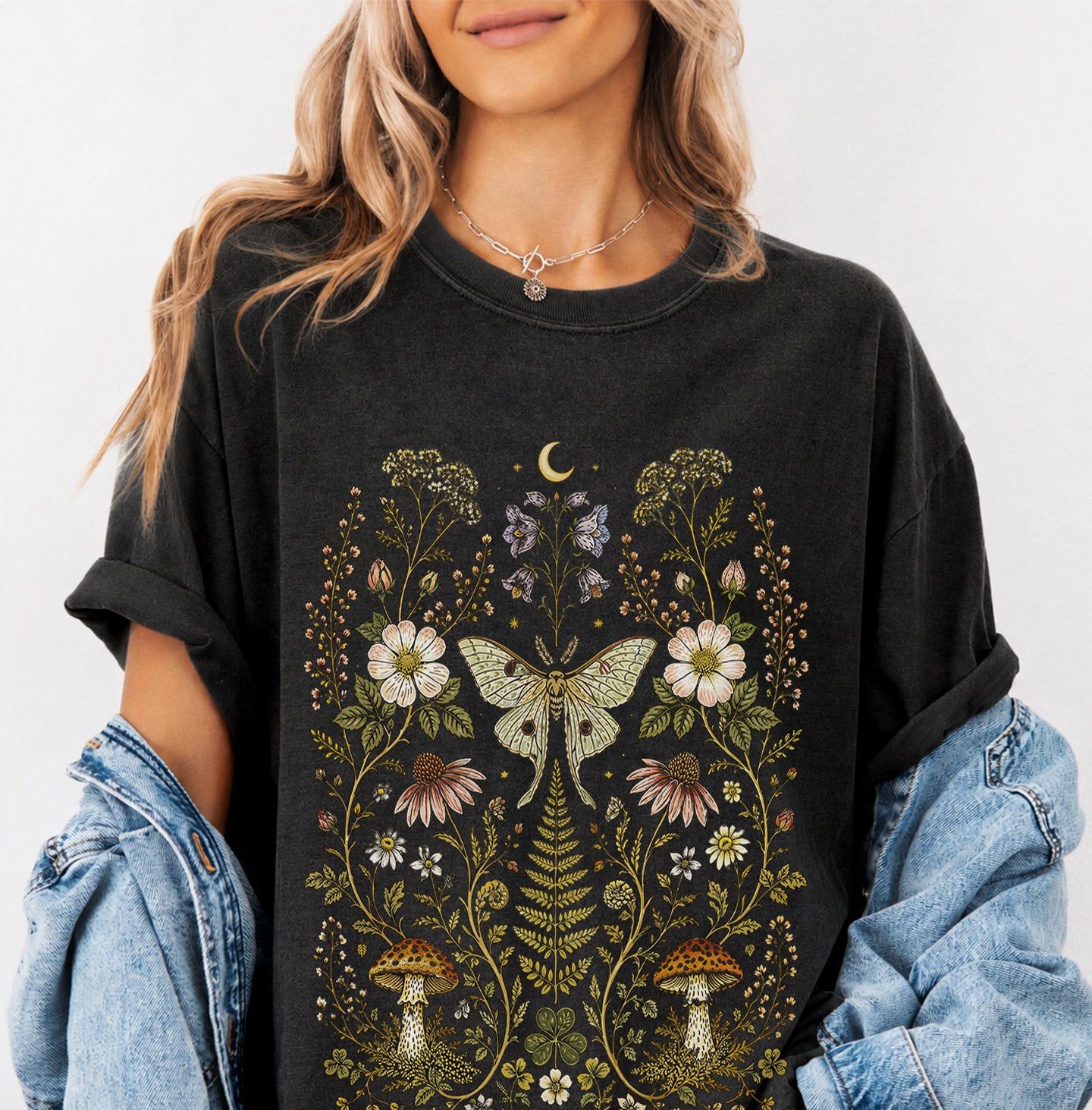 Whimsical Moth Wildflower T-Shirt
