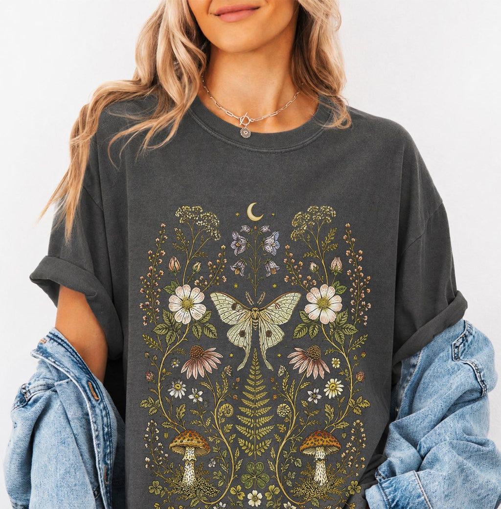 Whimsical Moth Wildflower T-Shirt