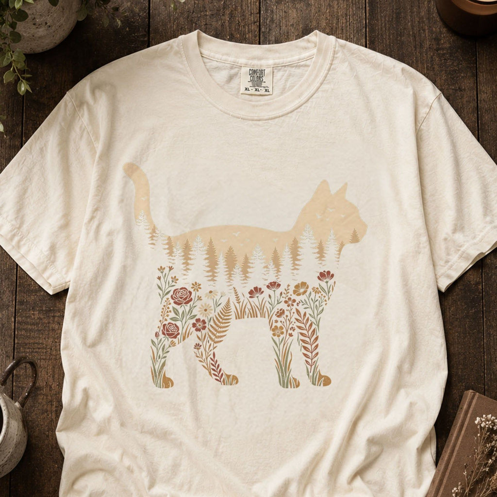Cat Wildflower Graphic T-shirt