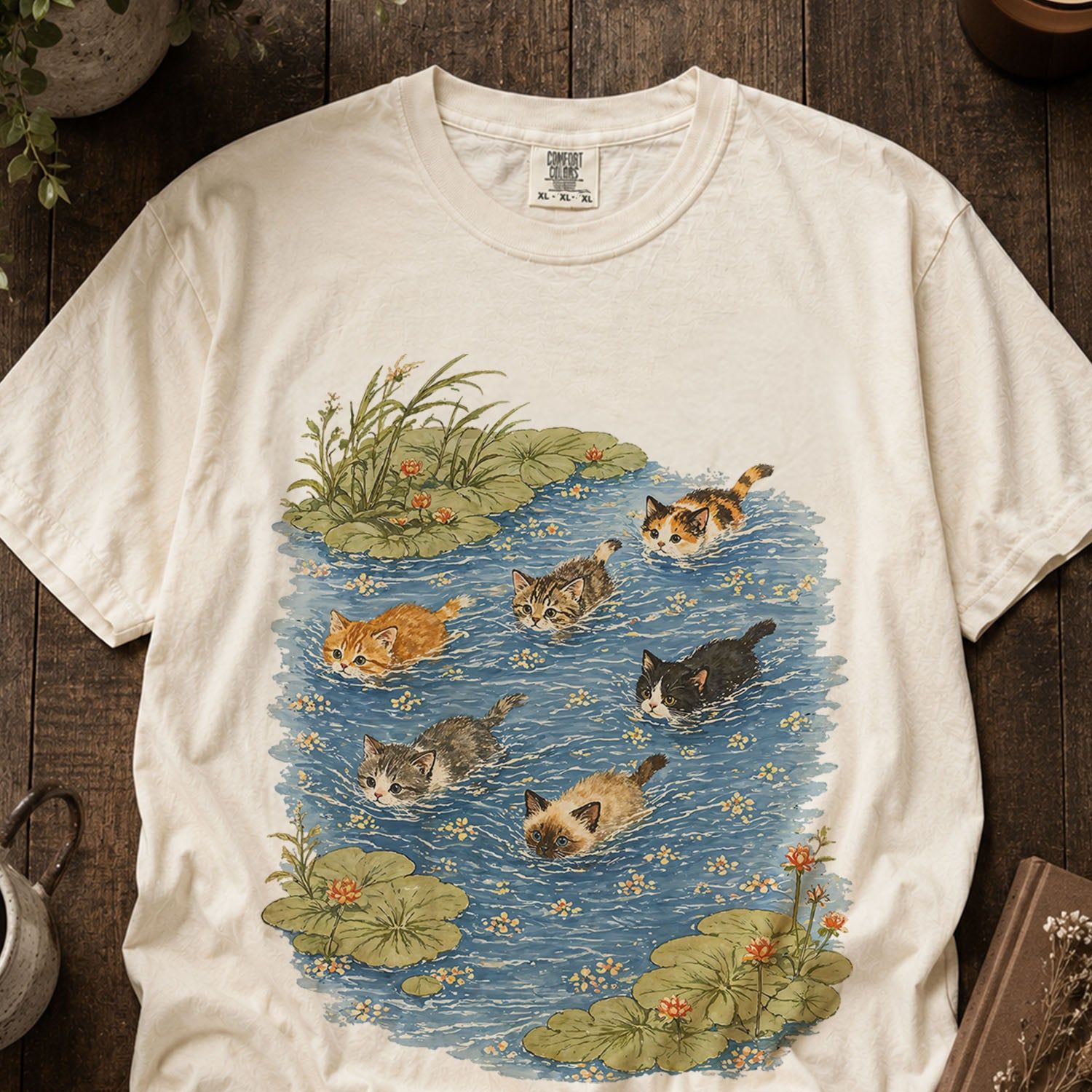 Swimming Cats in Pond T-Shirt
