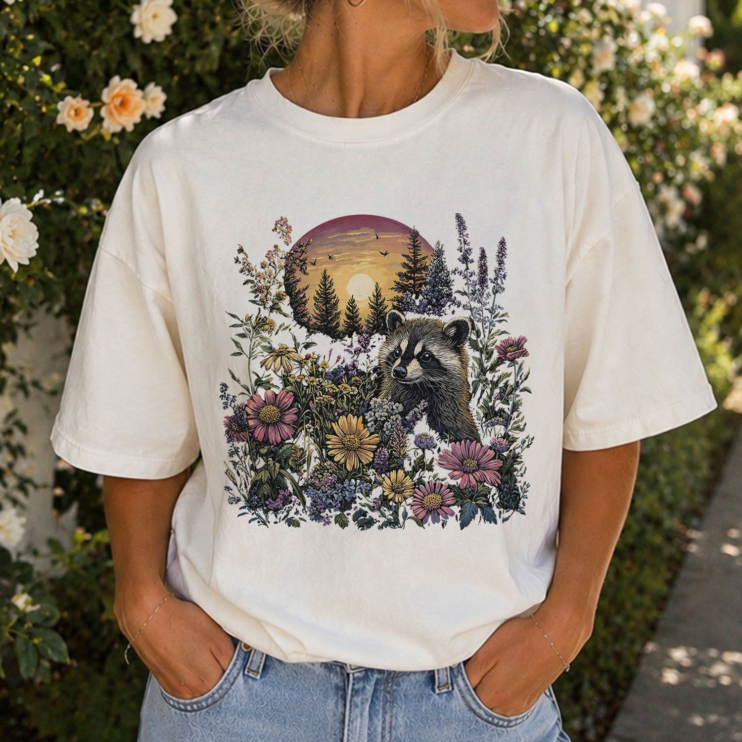 Raccoon Wildflower T-shirt