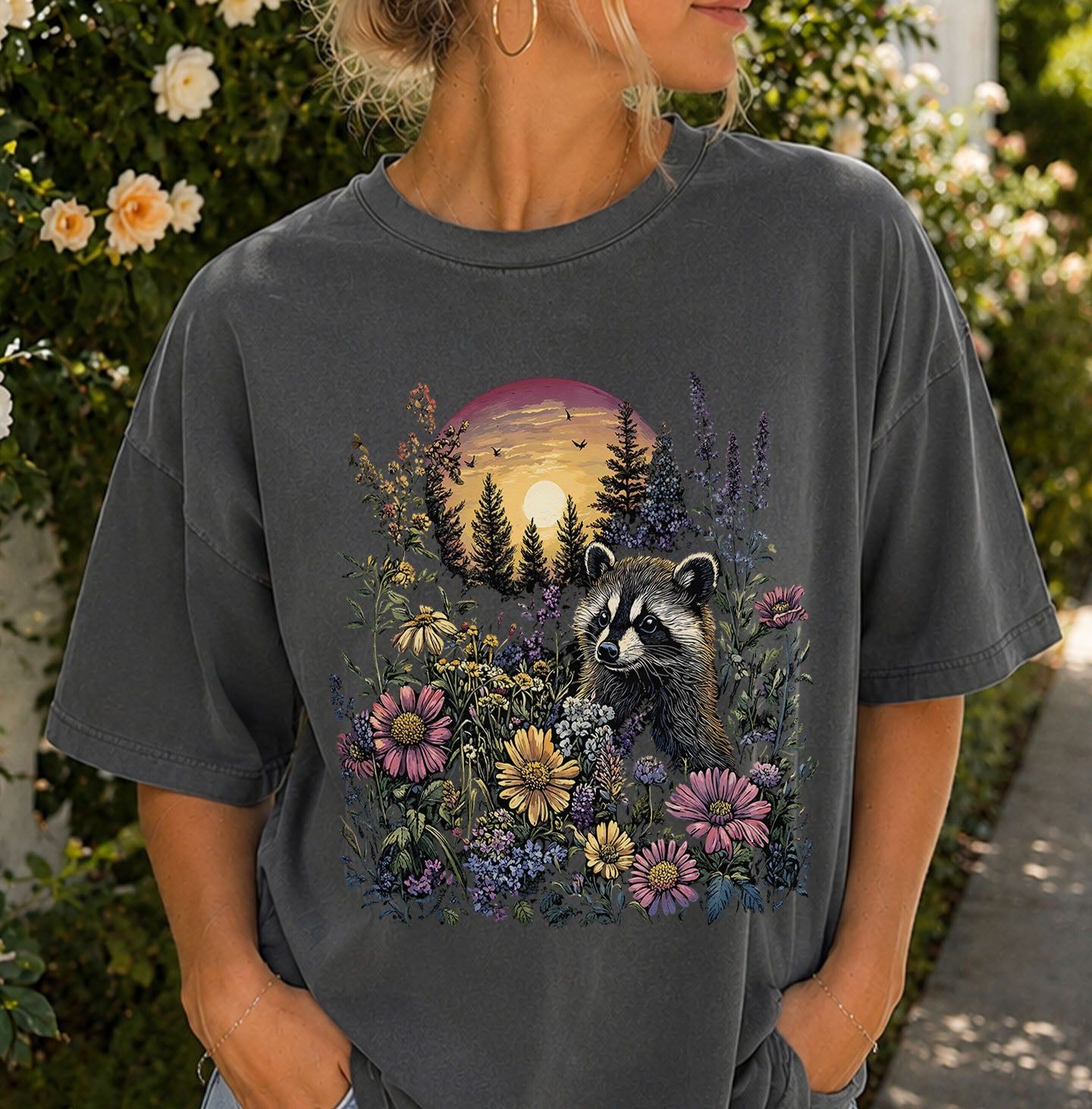 Raccoon Wildflower T-shirt