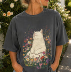 Sleeping Cat Flower T-shirt