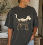 Cat Wildflower Graphic T-shirt