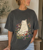 Sleeping Cat Flower T-shirt