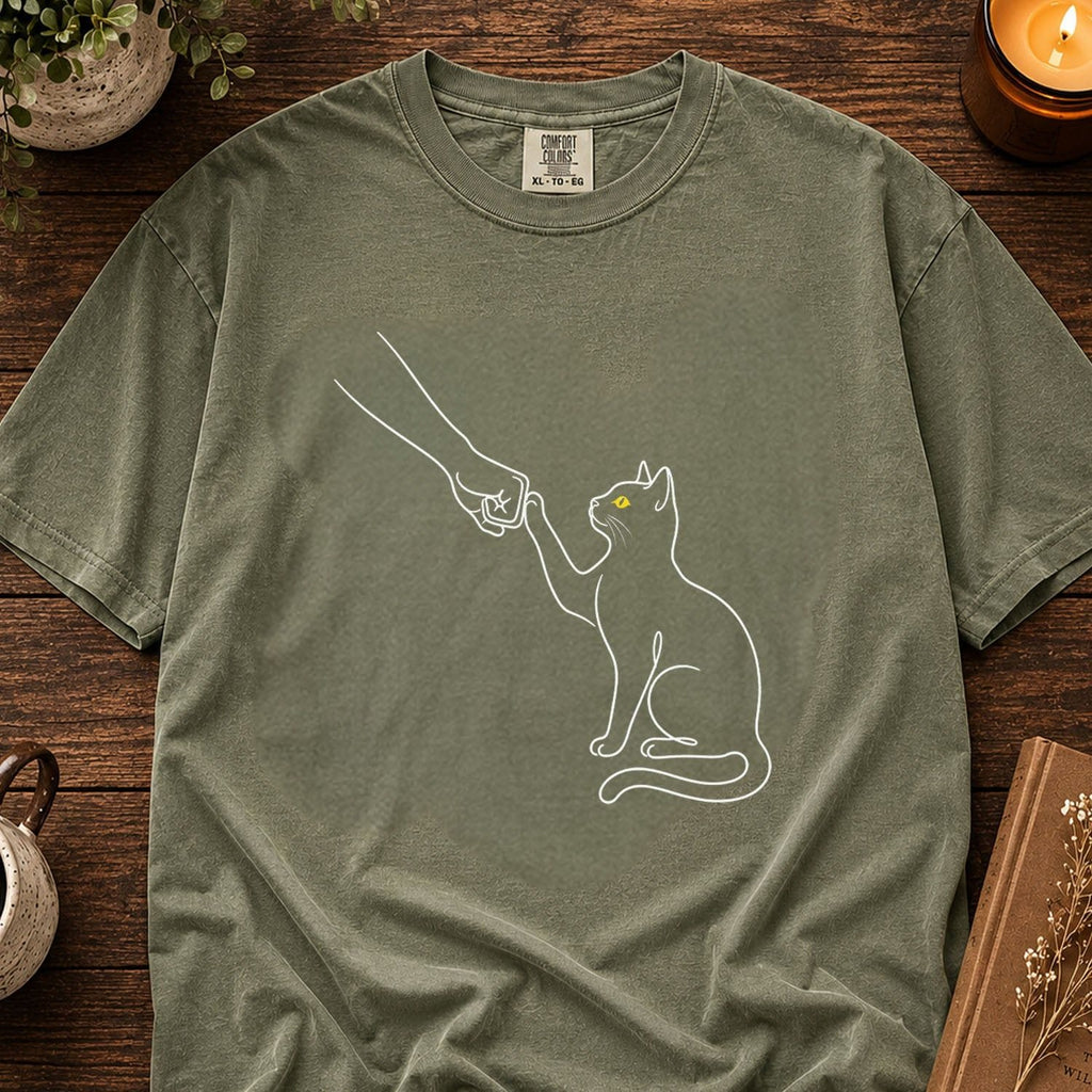Cat Fist Bump Line Graphic T-Shirt - Charmed and Wyld