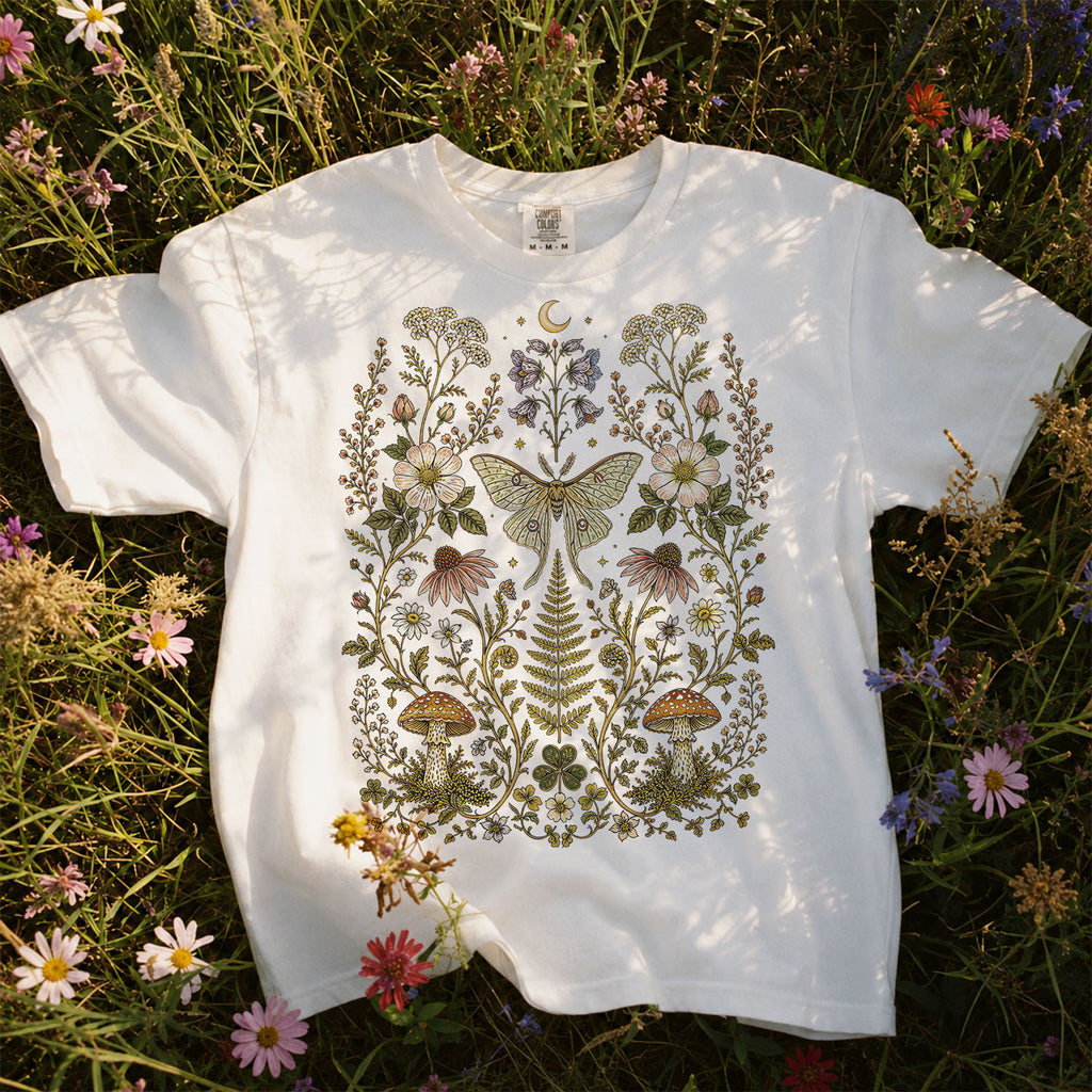 Whimsical Moth Wildflower T-Shirt