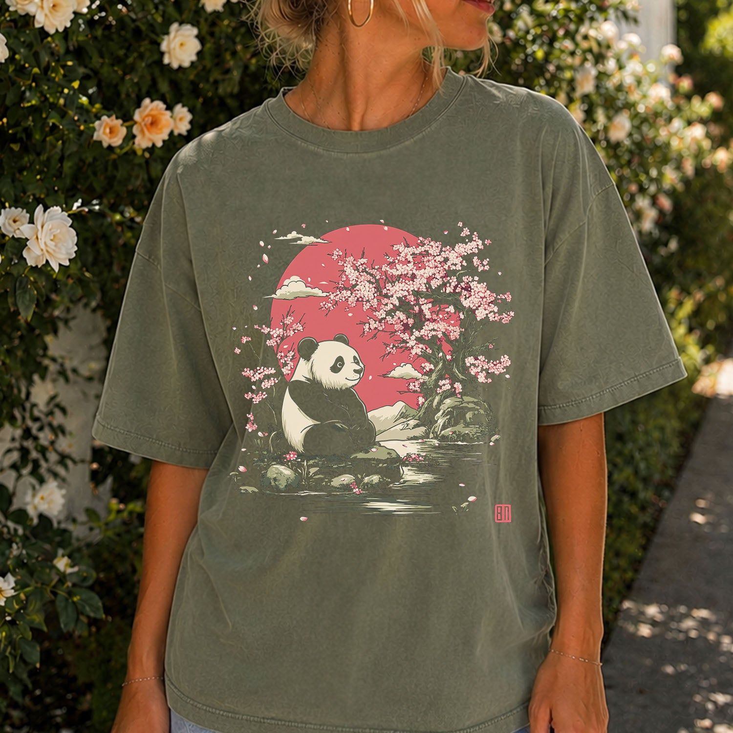 Panda Cherry Blossom T-shirt